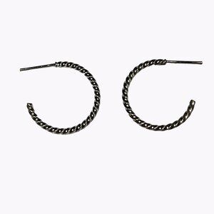 Elegant Twisted Rope Hoop Earrings Textured  Silver Tone Classic Minimalist